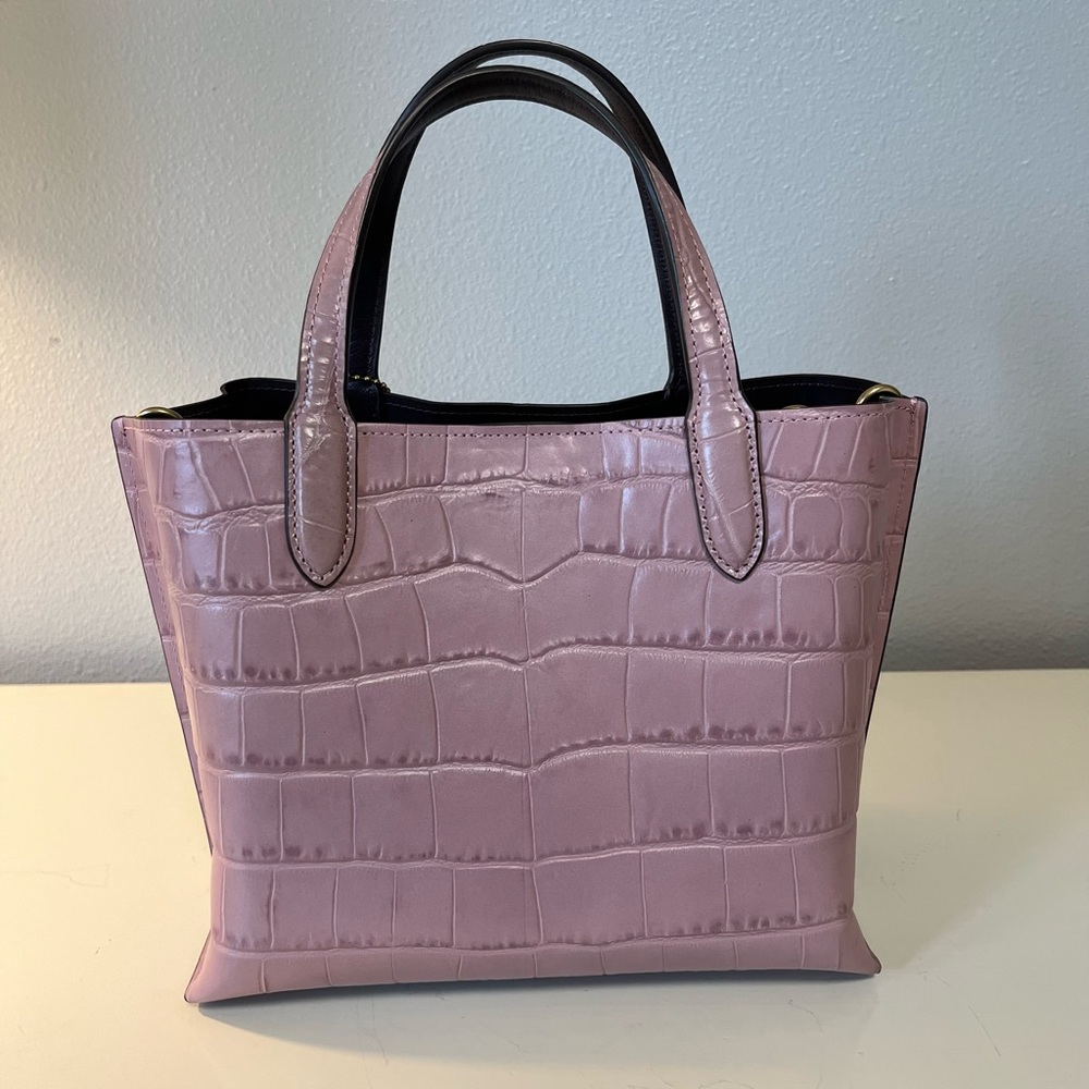 Coach Willow Tote Ice Purple crocodile embossed leather crossbody purse ￼ - Picture 7 of 16